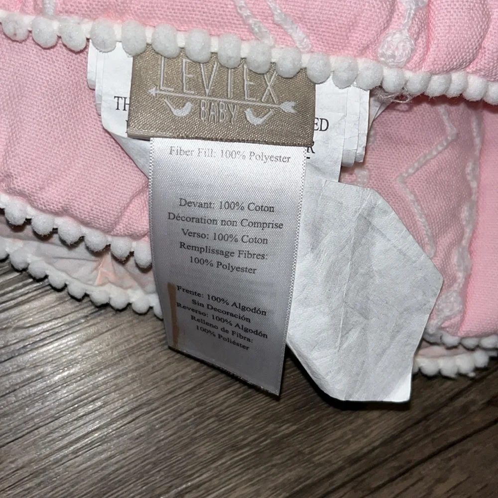 Pink Embroidered reversible comforter with dust ruffle Elephant Design